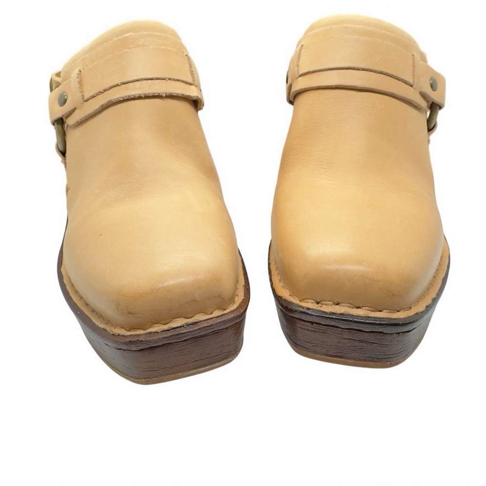 NWOT Born Hudson Leather Sling Platform Clogs In Natural - Picture 6 of 10
